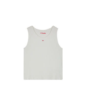 RIBBED WHITE TANK-TOP
