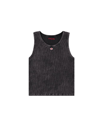 RIBBED BLACK TANK-TOP