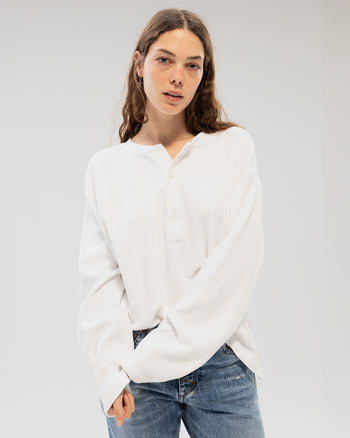 WHITE WAFFLE LONG SLEEVE