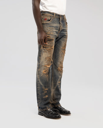 DESTROYED STRAIGHT JEANS