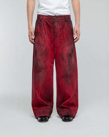 GREASE RED BAGGY CHINOS