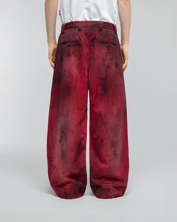 GREASE RED BAGGY CHINOS