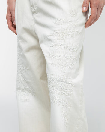 RIPPED WHITE BAGGY CHINOS