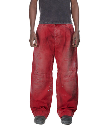 RED BAGGY CHINO PANTS