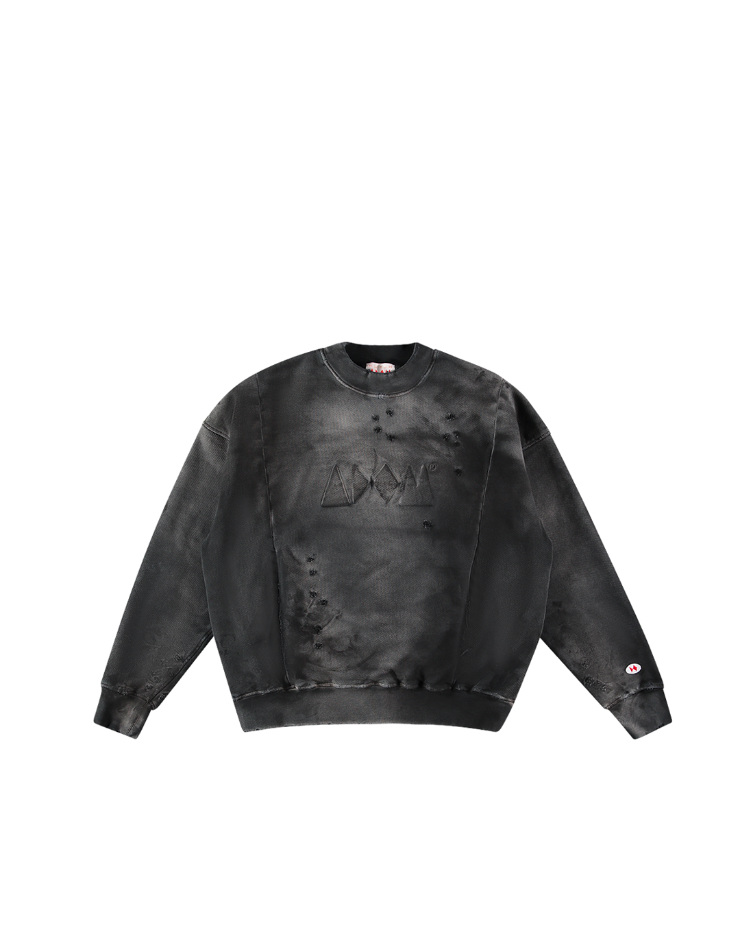 BLACK EMBOSSED TUNNEL CREWNECK