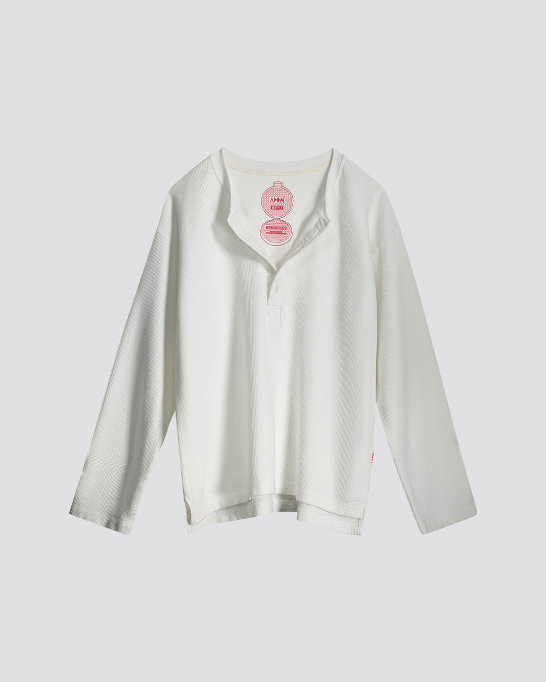 WHITE WAFFLE LONG SLEEVE
