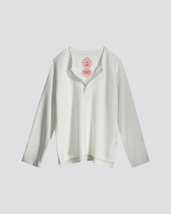 WHITE WAFFLE LONG SLEEVE