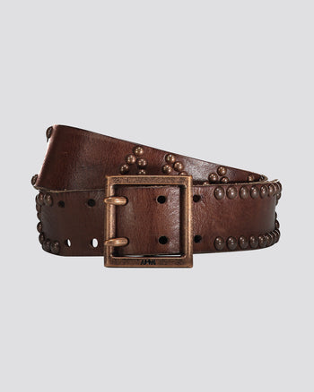 STUDDED LOGO LEATHER BELT