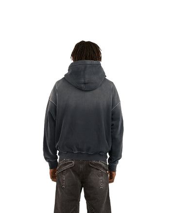 BLACK EMBOSSED HOODIE