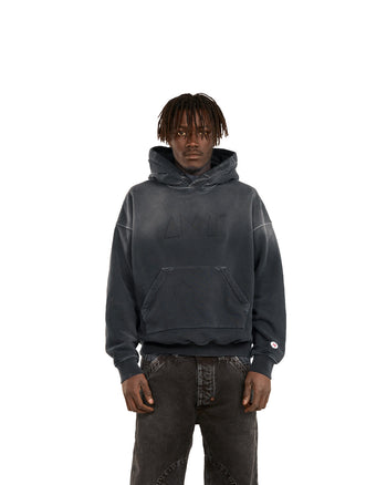BLACK EMBOSSED HOODIE
