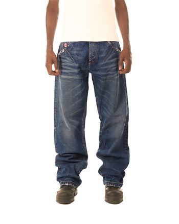 BLUE PLEATED JEANS