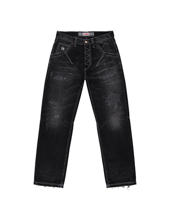 BLACK PLEATED JEANS